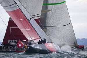 Even though BMW Oracle Racing led most of the race, Alinghi slipped in front at the last second when the Americans misjudged the finish line.