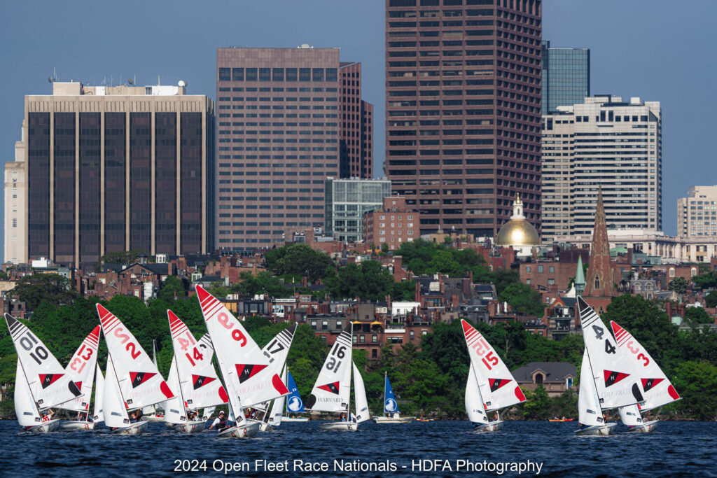 College sailing dinghies racing on the Charles River