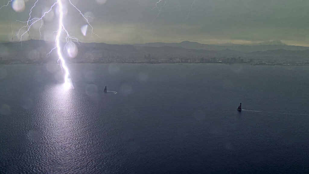 Lightning during the 37th America's Cup