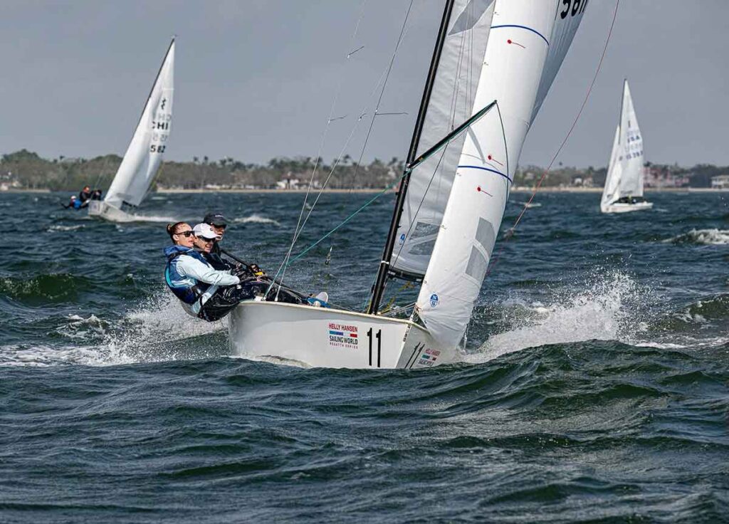 Lightning sailors Dave Starck, Tom Starck and Becca Jordon