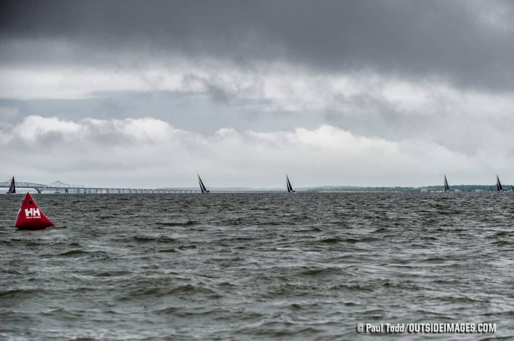 Choppy waters under cloudy skies