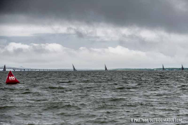 Choppy waters under cloudy skies