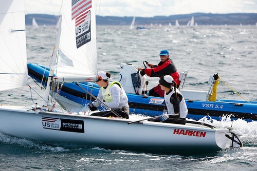 SANTANDER, SPAIN - SEPTEMBER 18:  470 Women - USA1712 - Anne Haeger / Briana Provancha in action during Day 7 of the 2014 ISAF Sailing World Championships on September 18, 2014 in Santander, Spain.  (Photo by MickAnderson/SAILINGPIX via Getty Images)