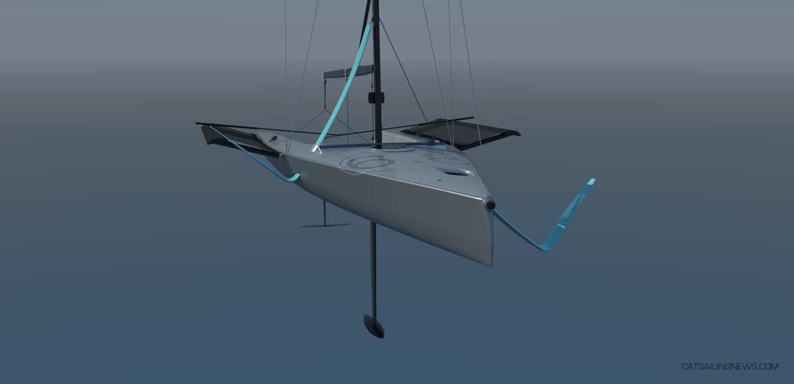 foiling monohull sailboat