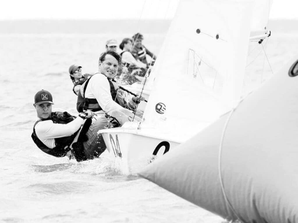 Rogelio Padron and Vladimir Sola racing a snipe class sailboat