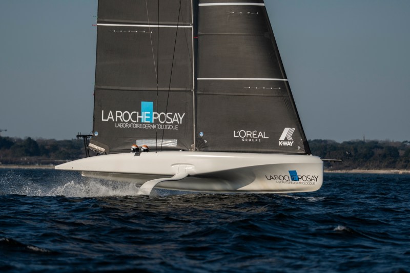 OER06185_190326_cNicolasTouze-LRPST There's a clean simple look to the restyled AC French team's AC40, now known as La Roche-Posay Sailing Team.